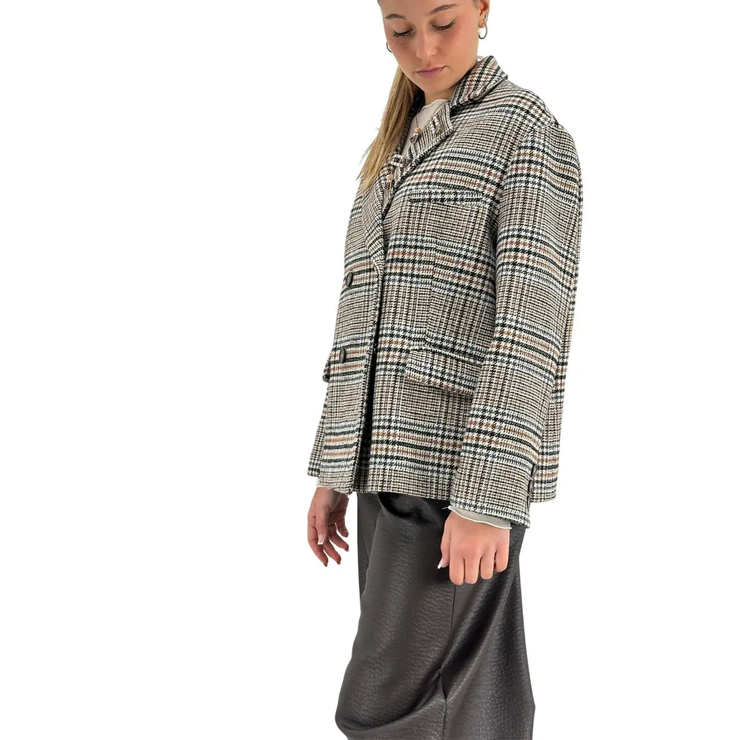 Tensione In, Giacca, Donna, Pied de Poule, Marrone