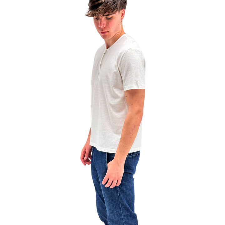 Amaranth Men's Shirt, Short Sleeve, Linen and Cotton, White