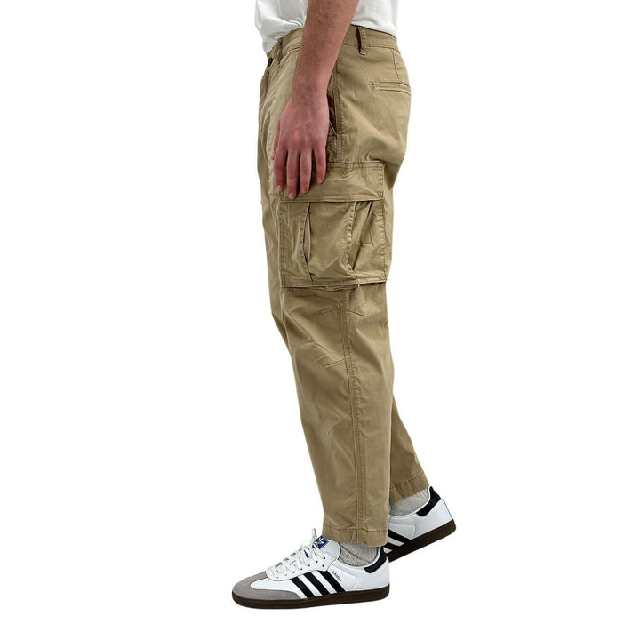 Rytual Men's Cargo Pants, Side Pockets, Cotton, Beige