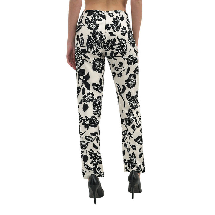 Koralline Women's Trousers, Floral Pattern, Black and White