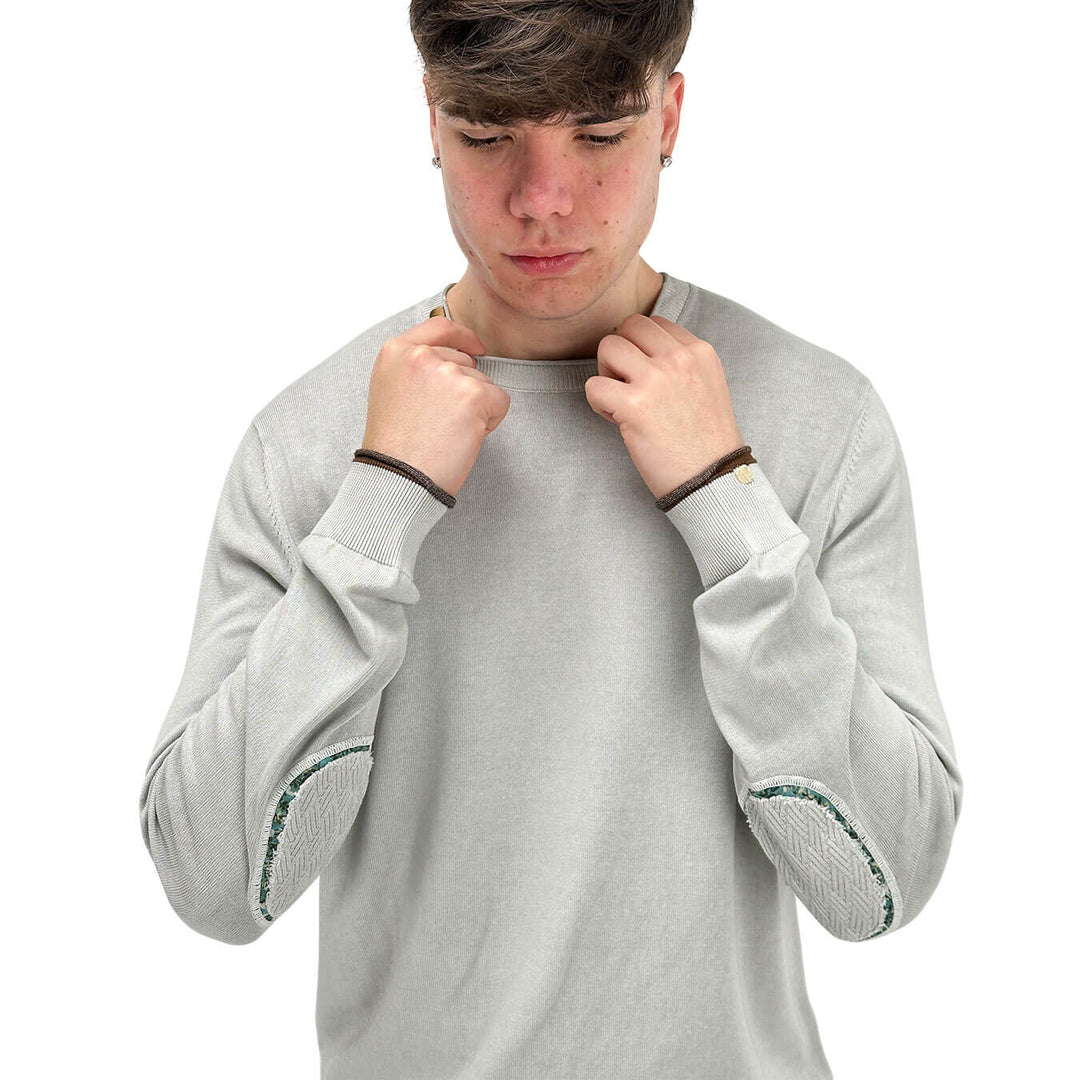 MarKup Men's Sweater, Crew Neck, Long Sleeve, Cotton, Ivory