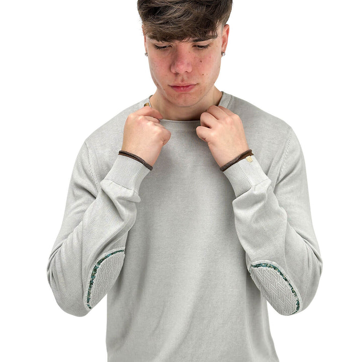 MarKup Men's Sweater, Crew Neck, Long Sleeve, Cotton, Ivory