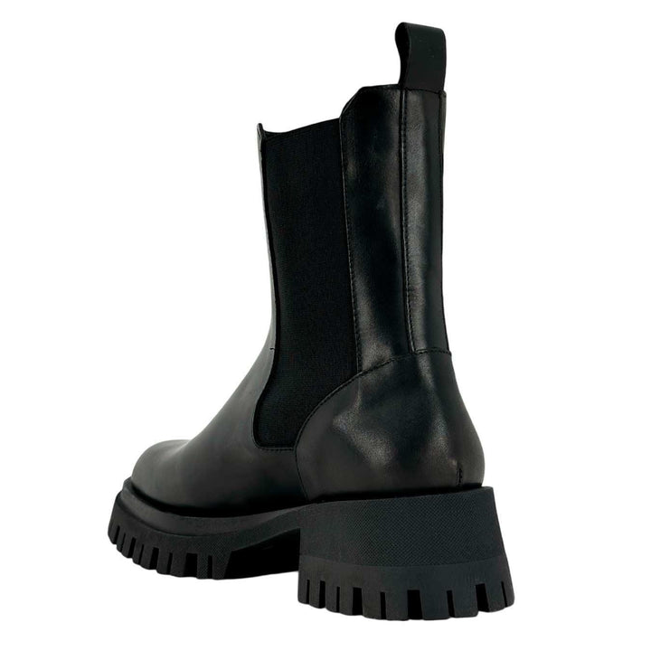 Ovyé Stivale Chelsea Donna, Elastici Laterali, Pelle, Nero, bassiniboutique