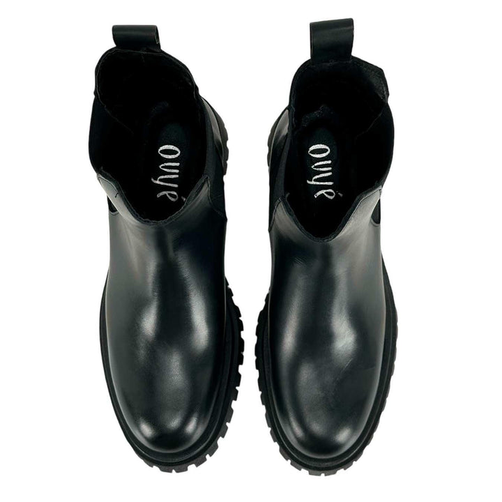 Ovyé Stivale Chelsea Donna, Elastici Laterali, Pelle, Nero, bassiniboutique
