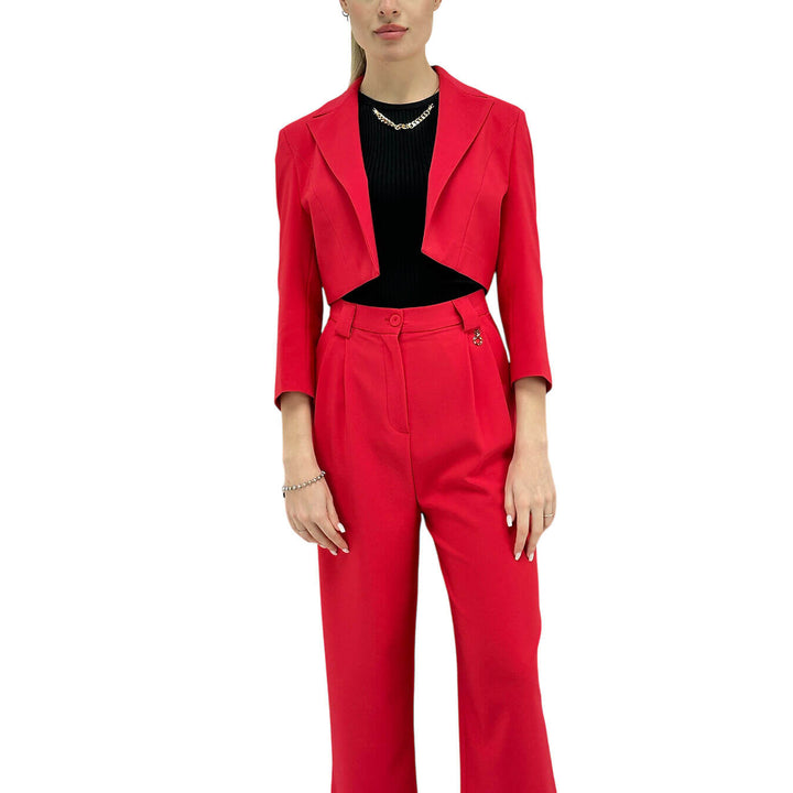 Relish Urania Giacca Donna, Corta, Aperta, Tessuto Misto, Rosso