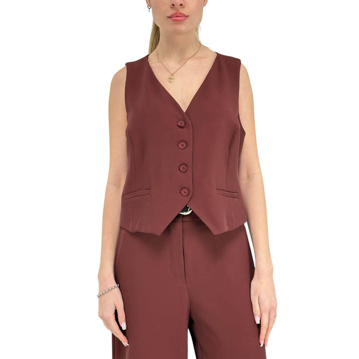 Tensione In Gilet Donna, Classico, Tessuto Misto, Rosso