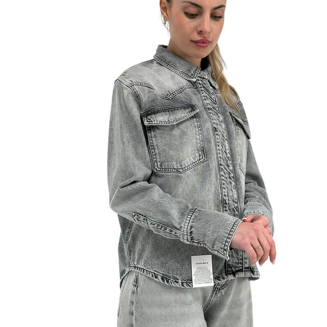 Icon Denim Giacca Norah Donna, Over, Denim, Cotone, Grigio Slavato
