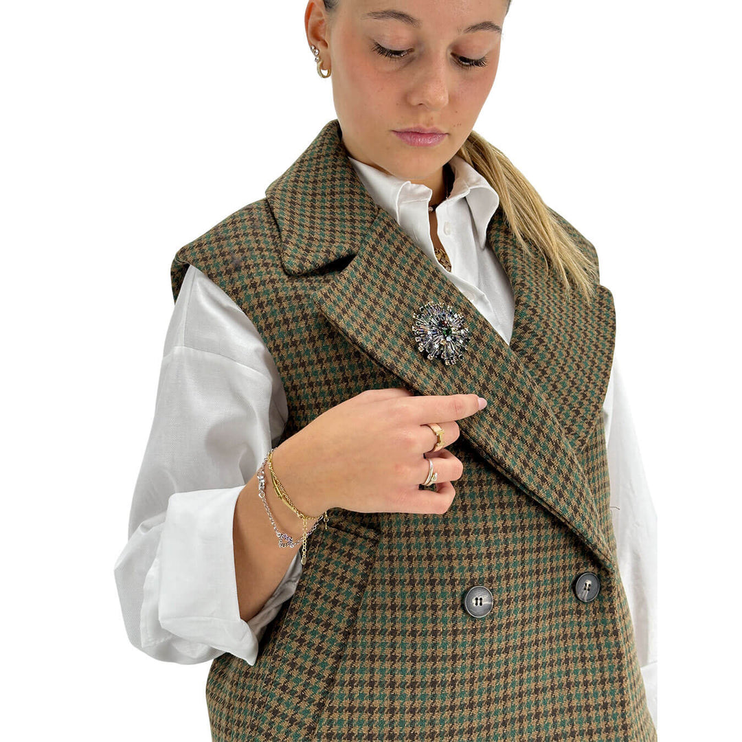 Tensione In, Giacca, Donna, Pied de Poule, Marrone