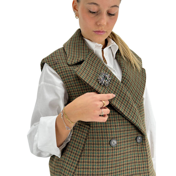 Tensione In, Giacca, Donna, Pied de Poule, Marrone