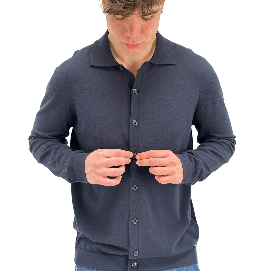 MarKup Men's Polo Shirt, Buttons, Cotton, Blue
