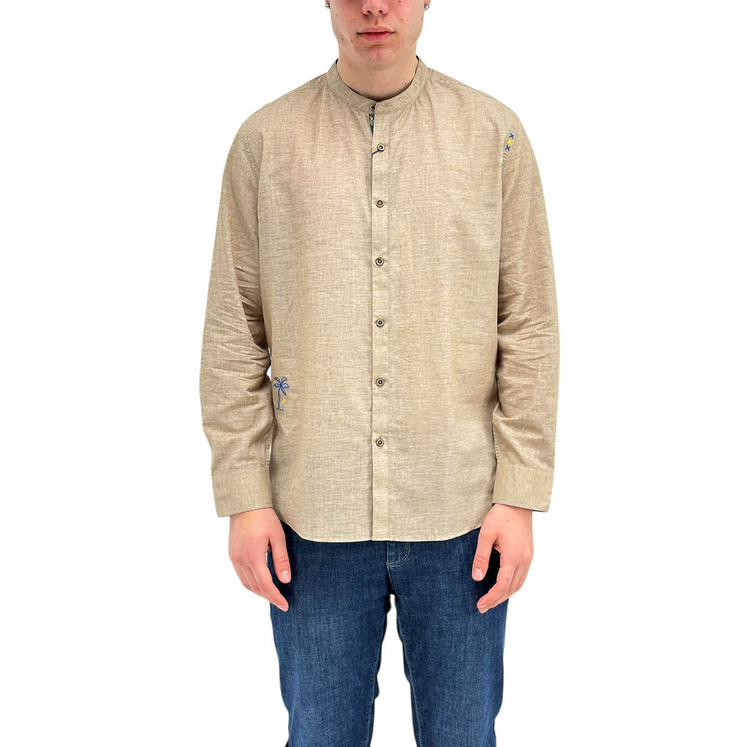 MarKup Men's Shirt, Mandarin Collar, Basic Model, Beige