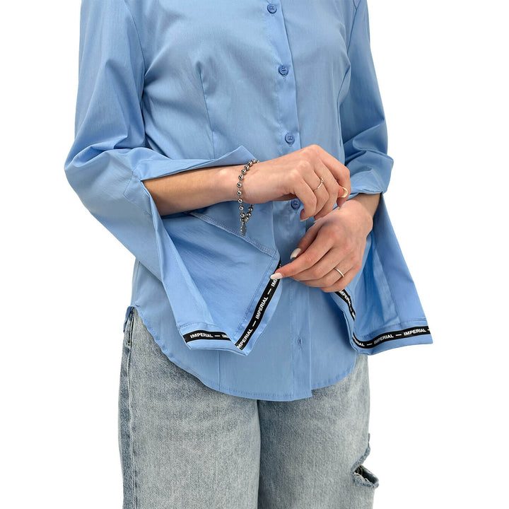 Imperial Camicia Donna, Modello Classico, Polsini Logati, Celeste