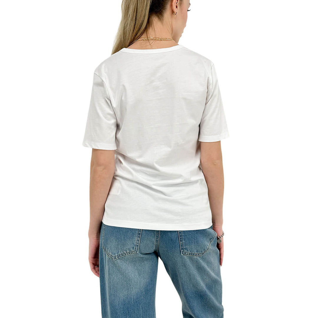 Relish Arrefice Maglia Donna, Collana Decorativa, Cotone, Bianco
