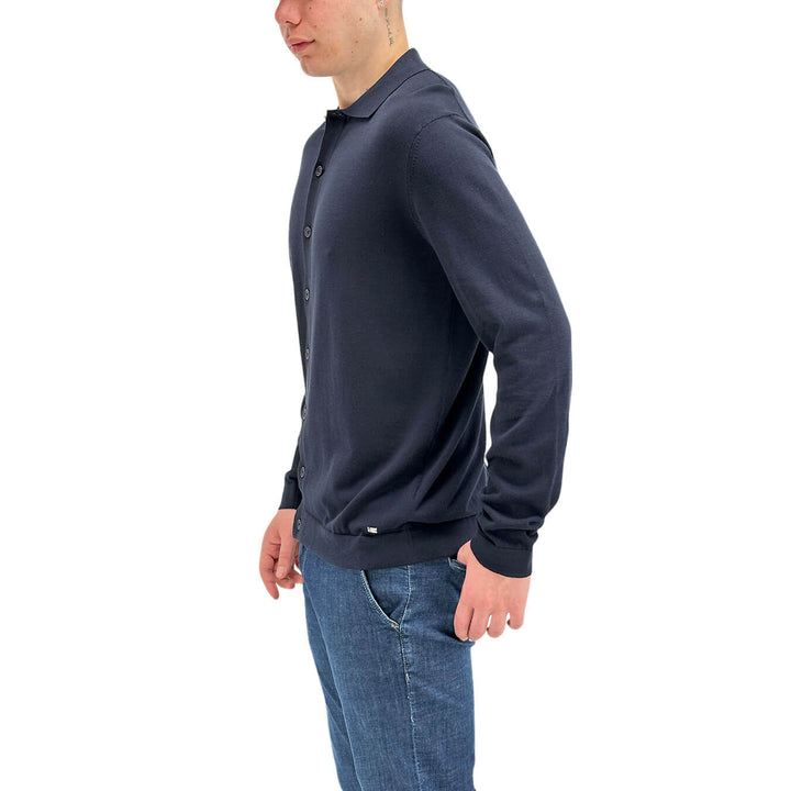 MarKup Men's Polo Shirt, Buttons, Cotton, Blue