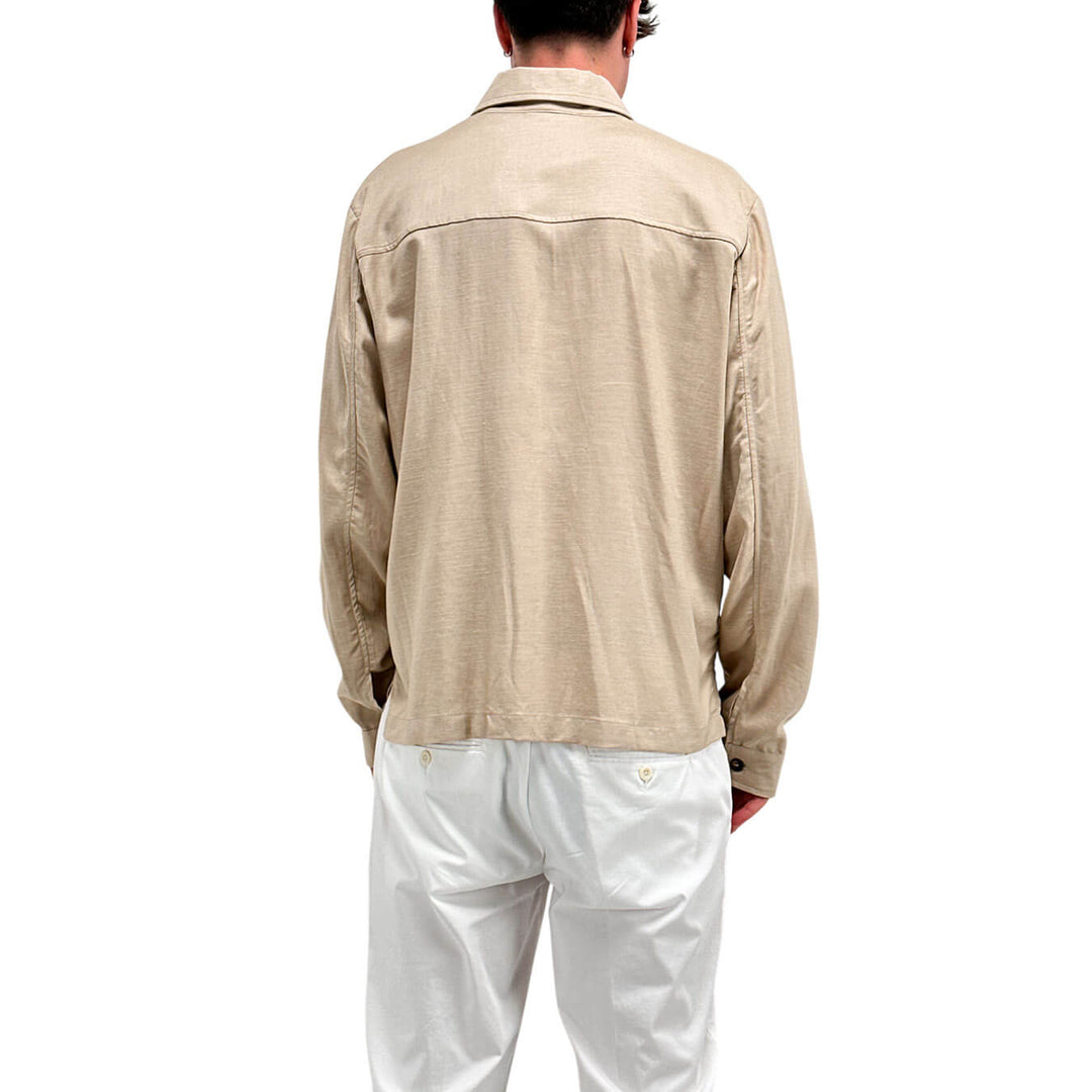MarKup Men's Overcoat, Linen Blend, Beige