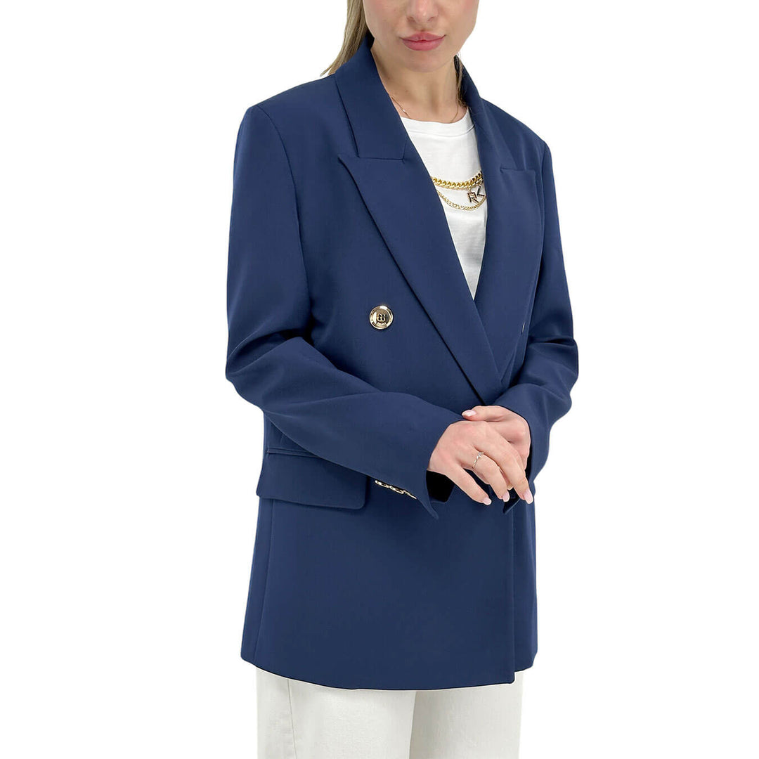 Relish Zelinda Giacca Donna, Doppiopetto, Bottoni Dorati, Blu