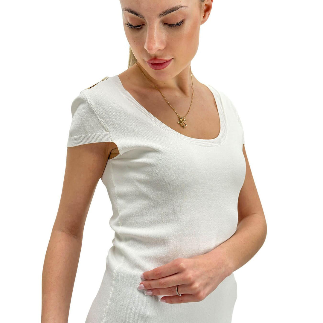 Relish Eric Women's Jersey, Basic T-Shirt, Mixed Fabric, White