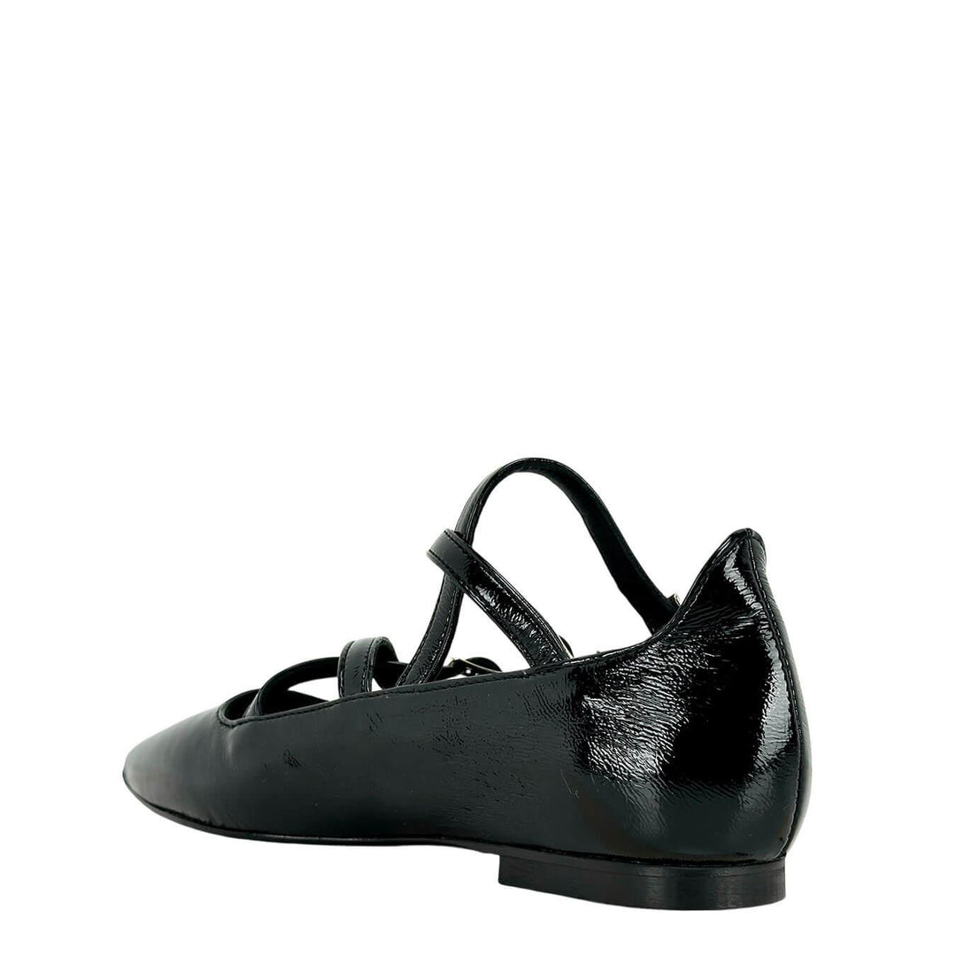 Divine Follie Women's Shoes, Ballerina Delia, Buckles, Naplak, Black