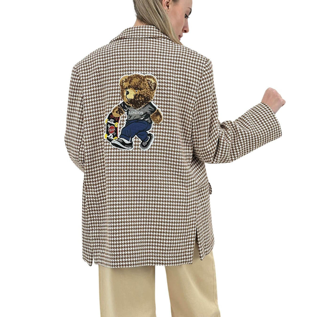 Contact Women's Jacket, Over, Pie de Poule, Revers, Beige