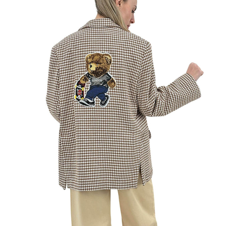 Contact Women's Jacket, Over, Pie de Poule, Revers, Beige