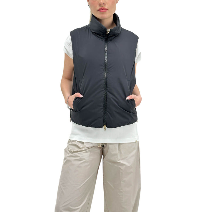 Herno Women's Gilet, Ecoage Sleeveless, Smooth, Black