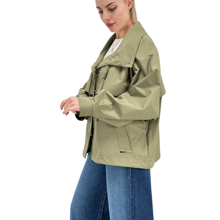 Oof Wear Women's Short Jacket, Water Repellent, Drawstring, Green