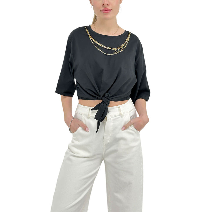 Relish Badalona Maglia Donna, Girocollo, Cotone, Nero