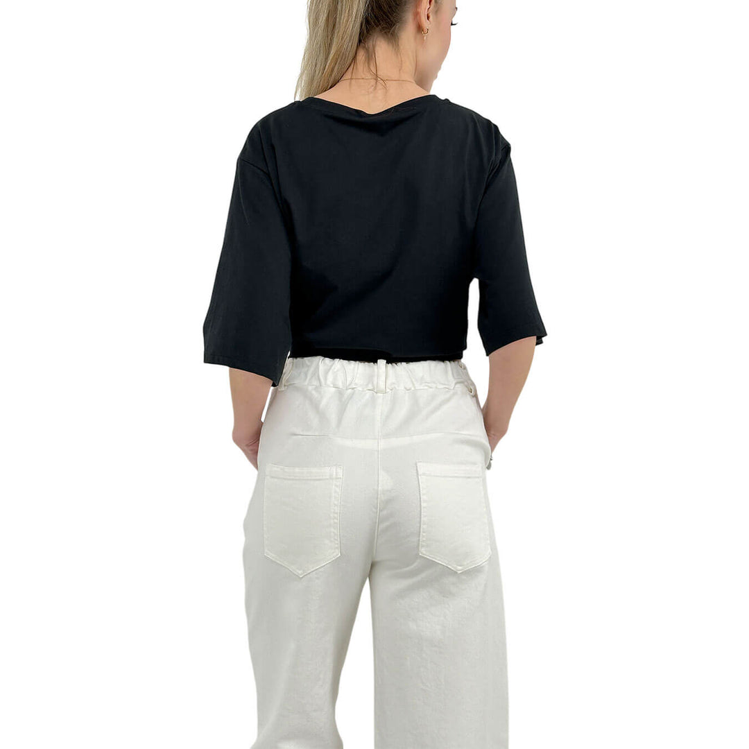 Relish Badalona Maglia Donna, Girocollo, Cotone, Nero