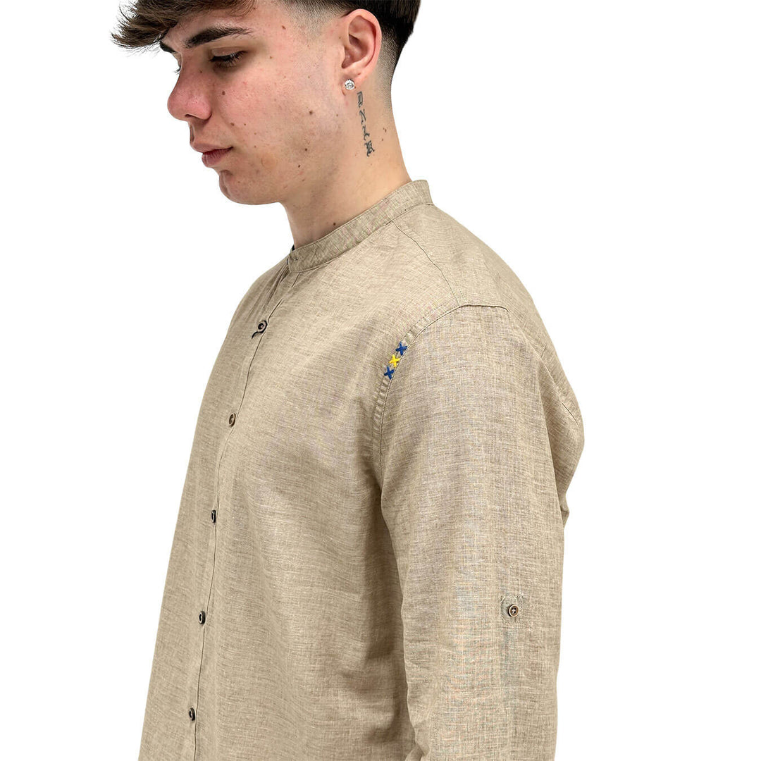MarKup Men's Shirt, Mandarin Collar, Basic Model, Beige