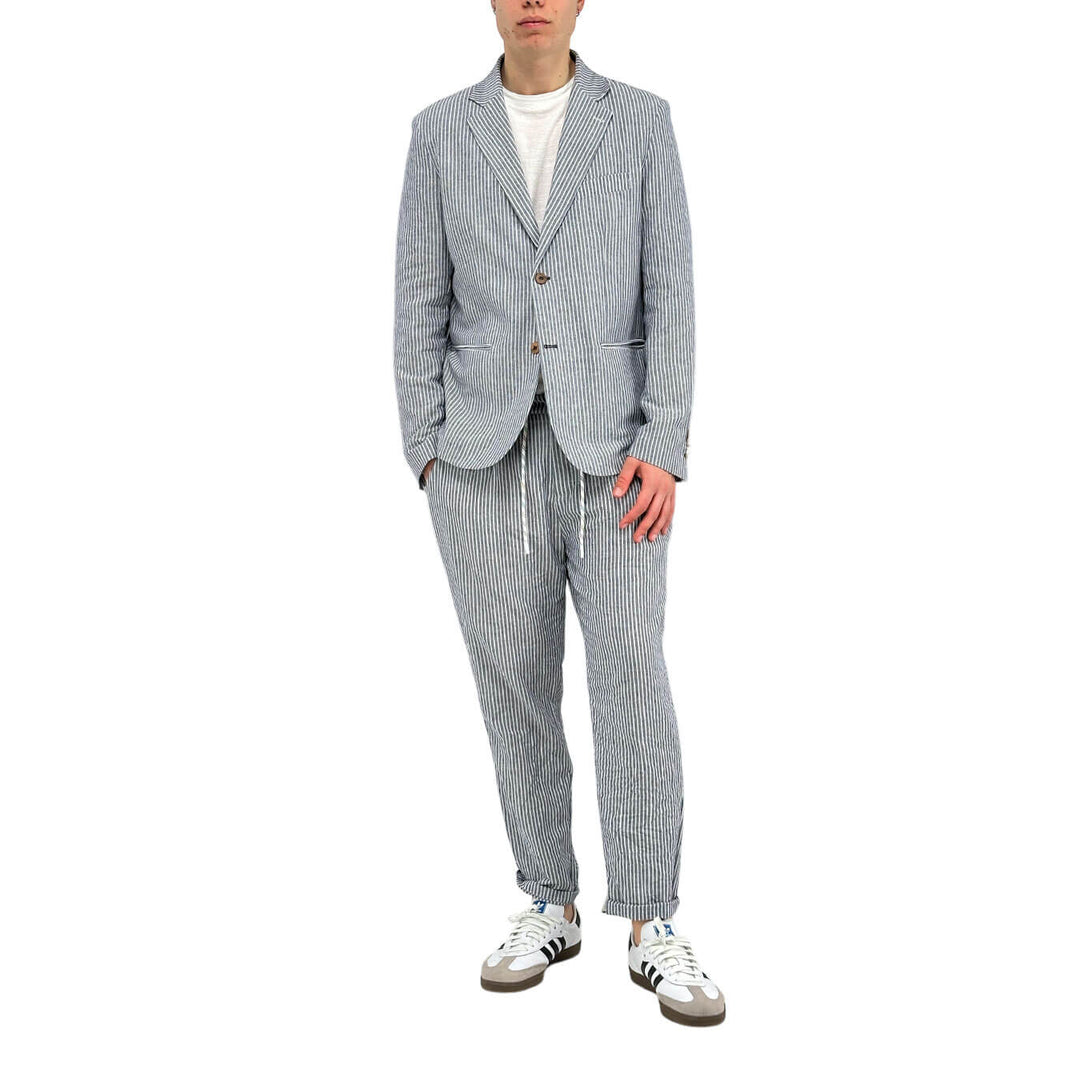 BL.11 Block Eleven Men's Suit, Single Breasted, Striped, Blue