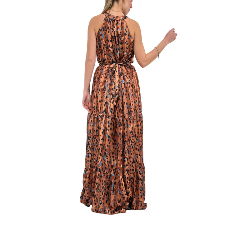 Koralline Women's Dress, Long and Wide, Spotted, Brown