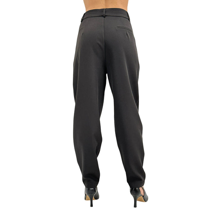 Koralline Women's Cargo Pants, Front Pleats, Black
