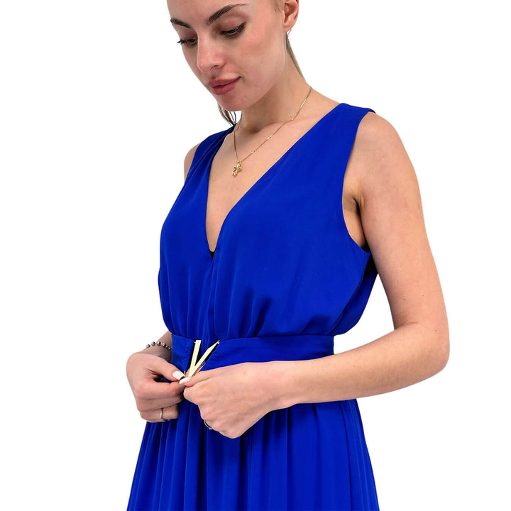 Koralline Women's Dress, Long, Side Slit, Bluette