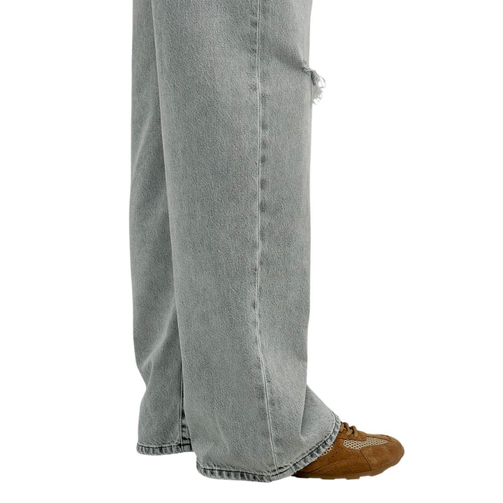 Icon Denim Poppy Pantaloni Donna, Jeans, Strappi, Cotone, Grigio