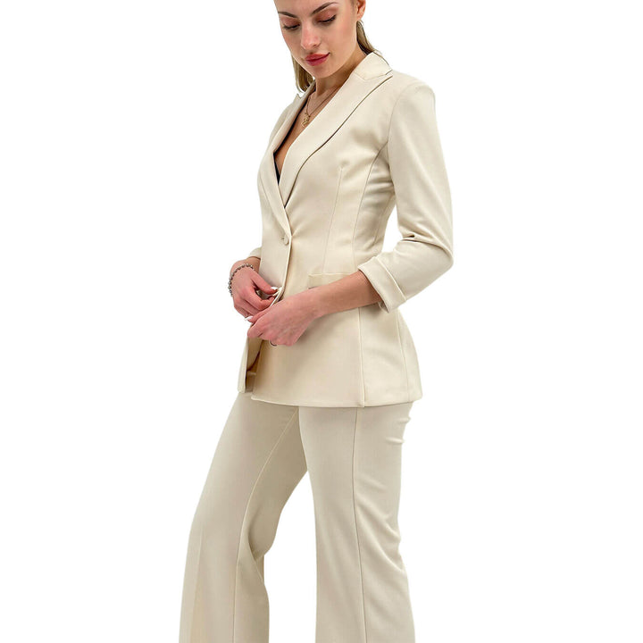 Imperial Giacca Doppiopetto Donna, Revers, Satin, Beige