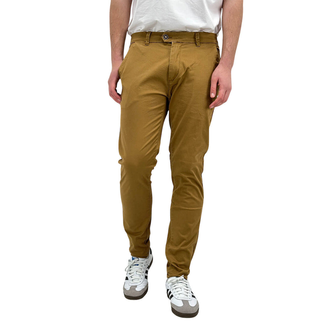 Rytual Men's Chino Pants, Slim Fit, Cotton, Brown