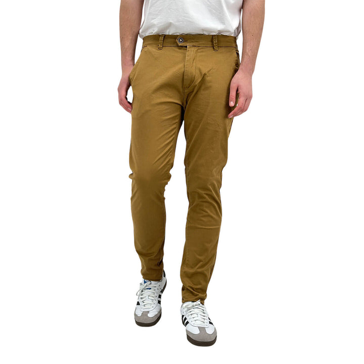 Rytual Men's Chino Pants, Slim Fit, Cotton, Brown