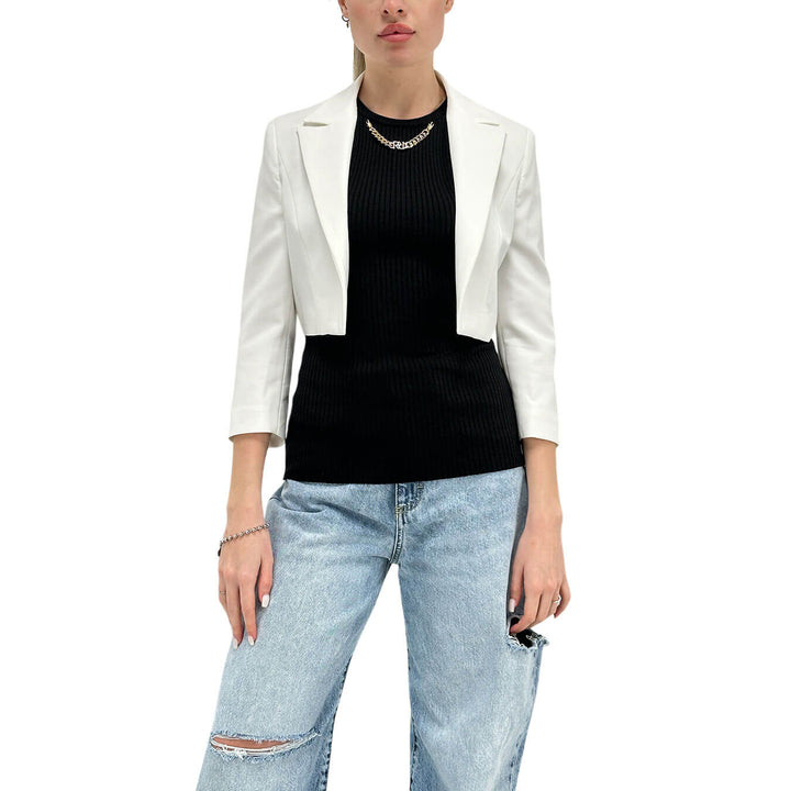 Relish Urania Women's Jacket, Short, Open, Mixed Fabric, White