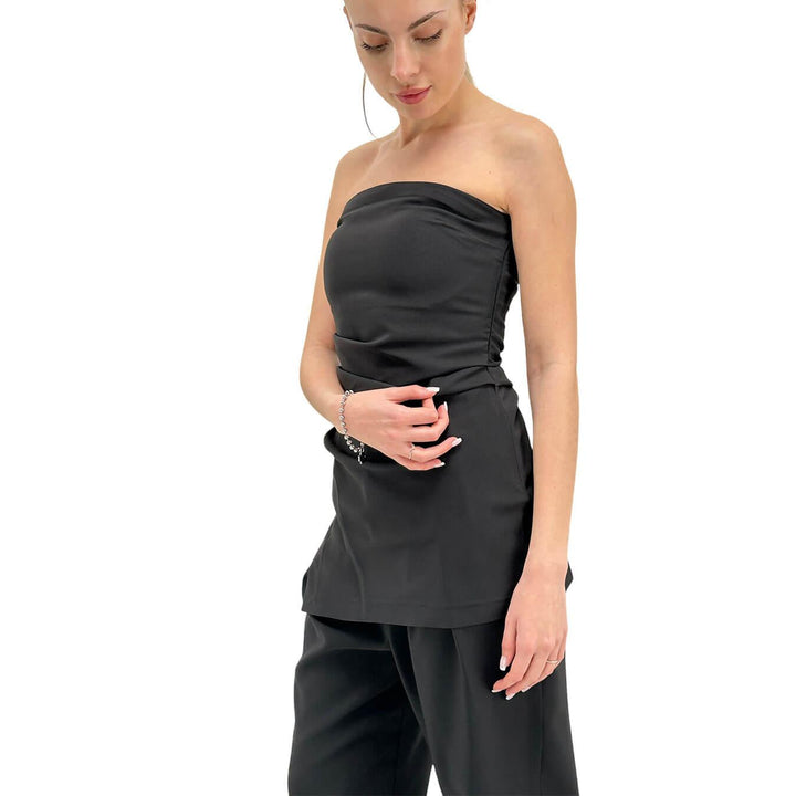 Relish Top Cosimo Women, Pleated Bandeau, Slit, Black