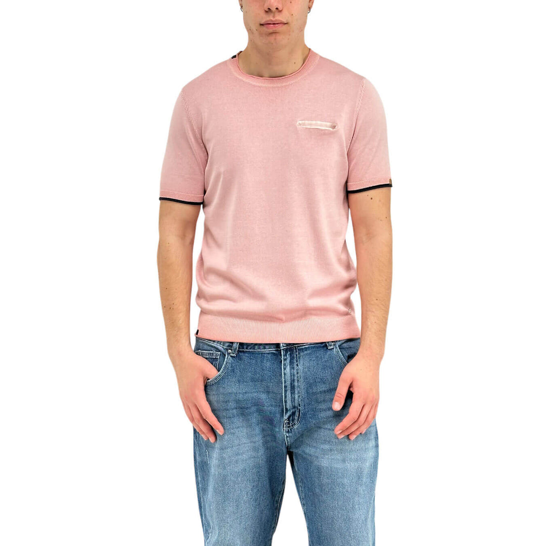MarKup Maglia Donna, Girocollo, Tasca Frontale, Cotone, Rosa