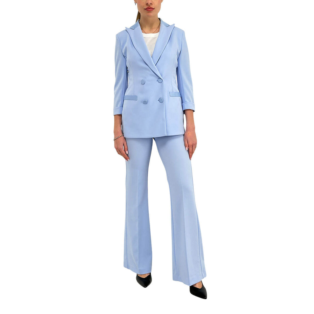 Imperial Pantaloni Donna, Modello Palazzo, Svasato, Celeste