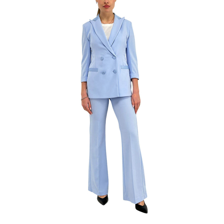 Imperial Pantaloni Donna, Modello Palazzo, Svasato, Celeste