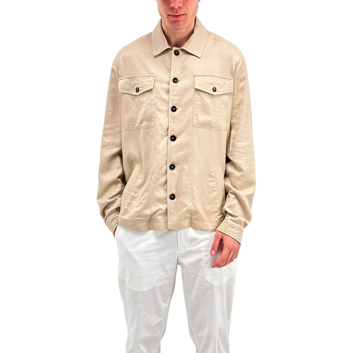 MarKup Men's Overcoat, Linen Blend, Beige
