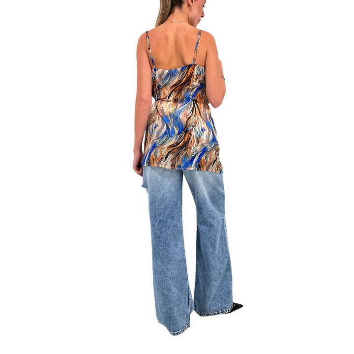 Koralline Women's Top, Geometric Print, Bow, Multicolor