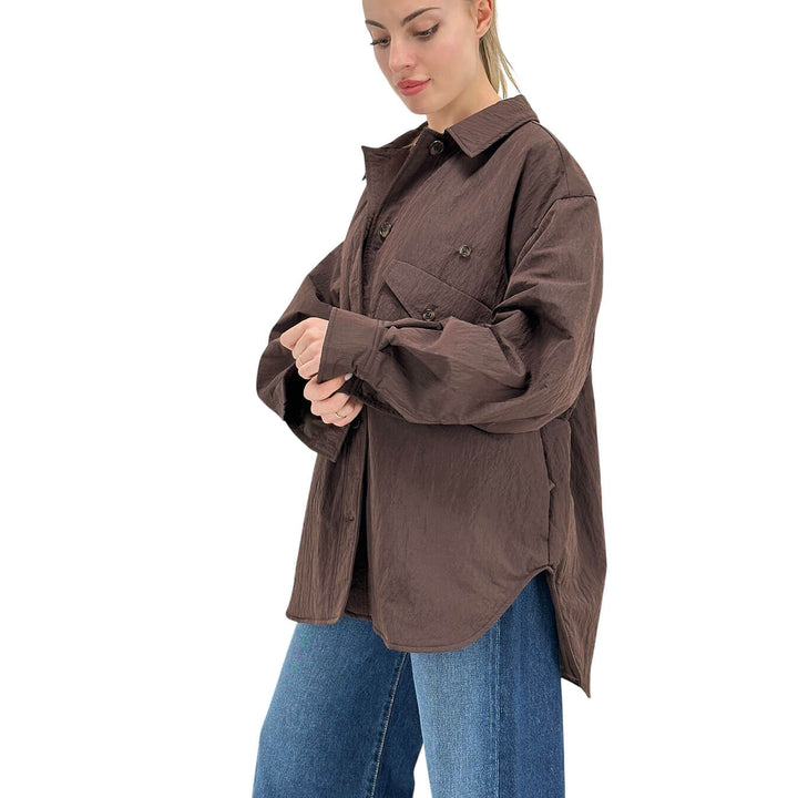 Oof Wear Women's Jacket, Shirt Model, Crumpled Effect, Brown