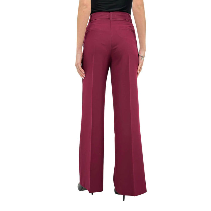 Kontatto Women's Pants, Palazzo Style, Flared, Bordeaux