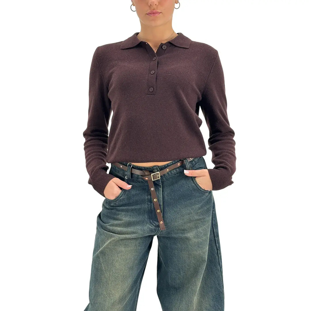 Tensione In, Maglia Polo, Donna, Lana, Marrone