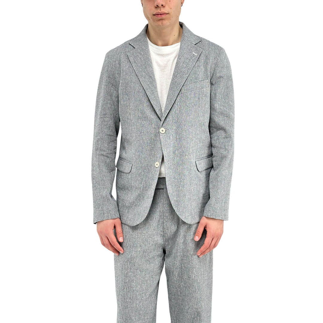 BL.11 Block Eleven Men's Suit, Single Breasted, Linen Blend, Grey
