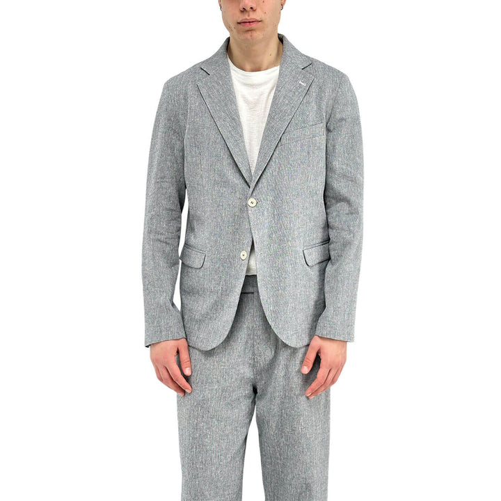 BL.11 Block Eleven Men's Suit, Single Breasted, Linen Blend, Grey