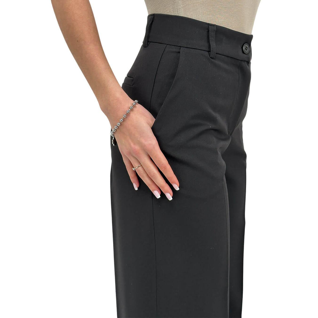 Kontatto Women's Pants, Palazzo Style, Flared, Black